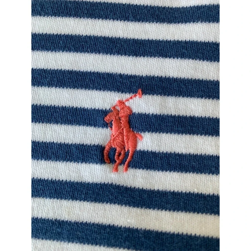 Polo Ralph Lauren Custom Fit Striped Cotton Short Sleeve Logo Blue Size X-Large